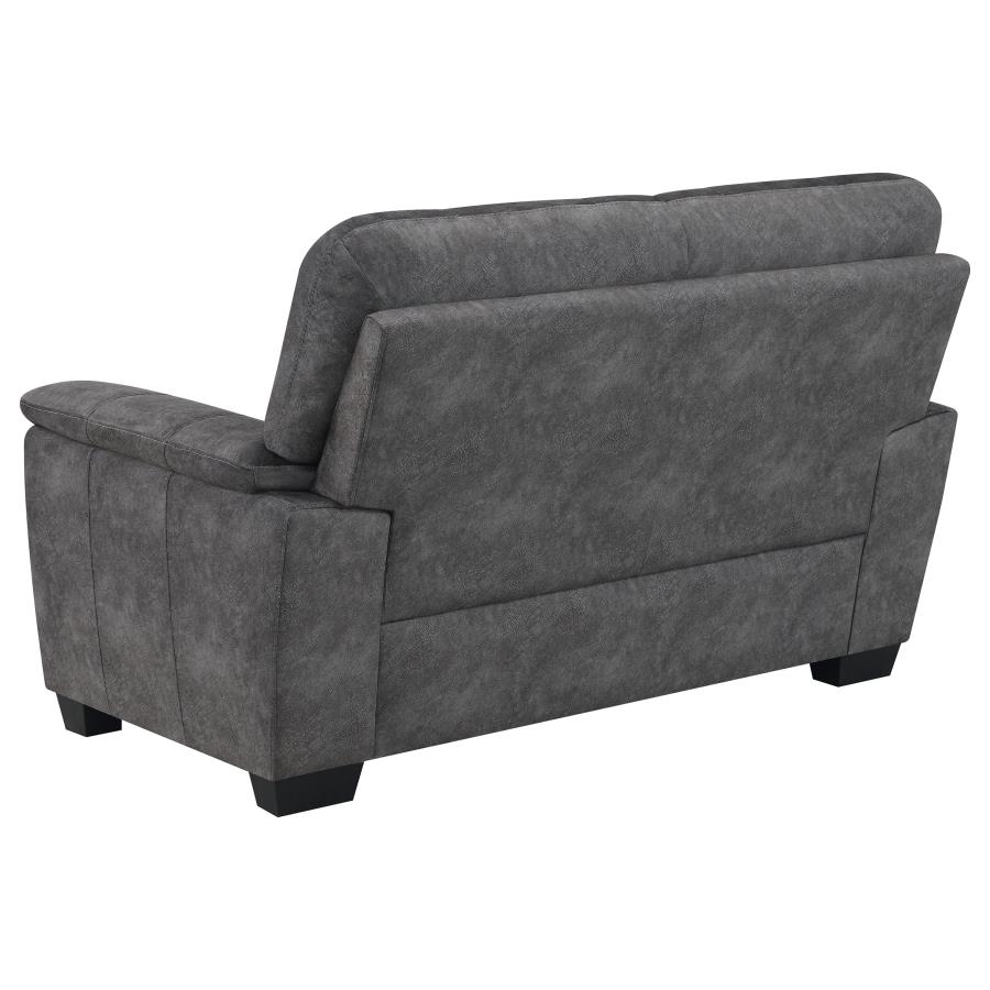 (image for) Hartsook Upholstered Padded Arm Loveseat Charcoal Grey