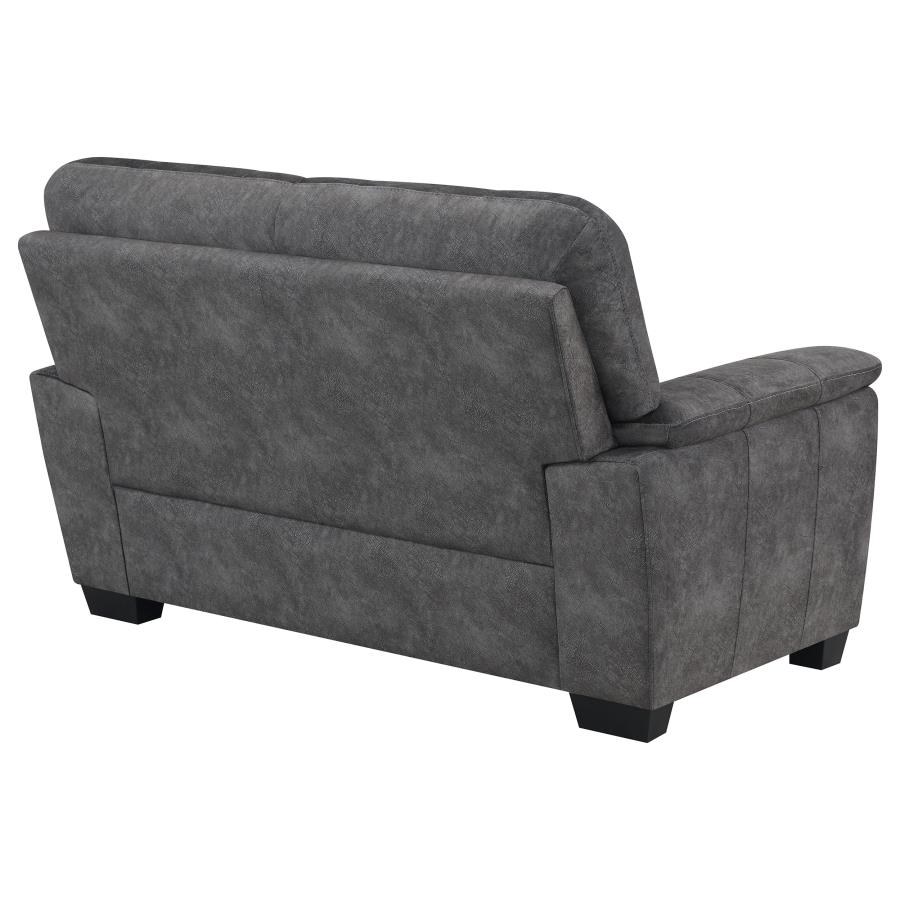 (image for) Hartsook Upholstered Padded Arm Loveseat Charcoal Grey