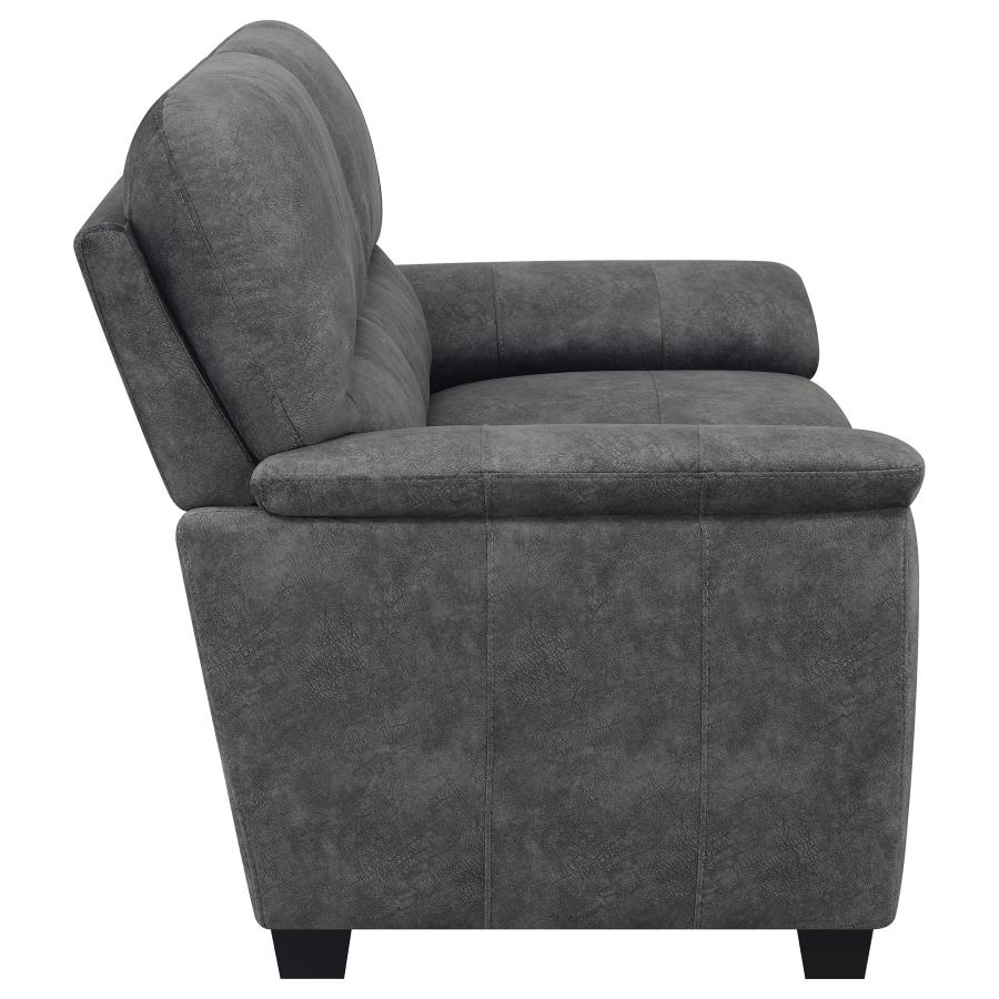 (image for) Hartsook Upholstered Padded Arm Loveseat Charcoal Grey