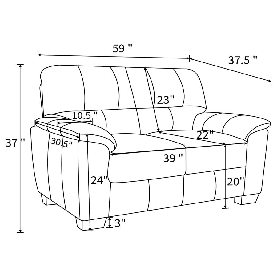 (image for) Hartsook Upholstered Padded Arm Loveseat Charcoal Grey