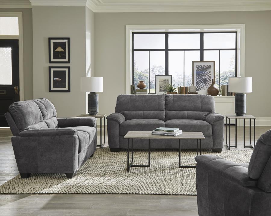 (image for) Hartsook Upholstered Padded Arm Loveseat Charcoal Grey