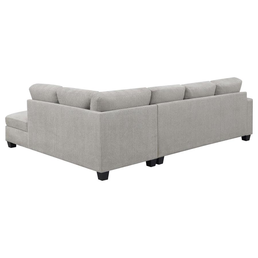 (image for) Whitson Upholstered Track Arm Sectional Chaise Sofa Stone