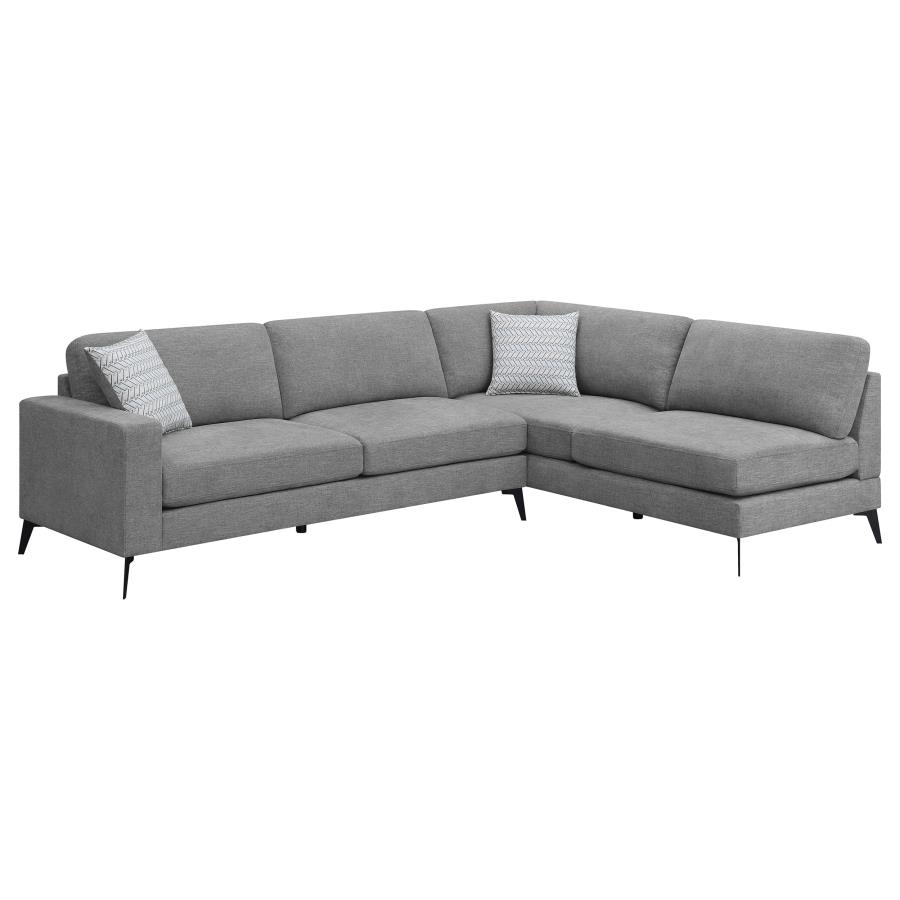 (image for) Clint Upholstered Track Arm Sectional Sofa Grey