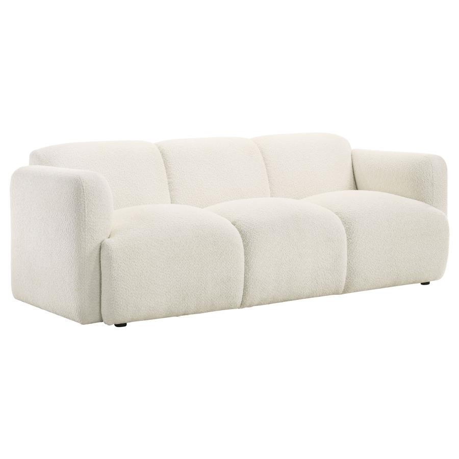 (image for) Dorset Fabric Upholstered Round Track Arm Sofa White