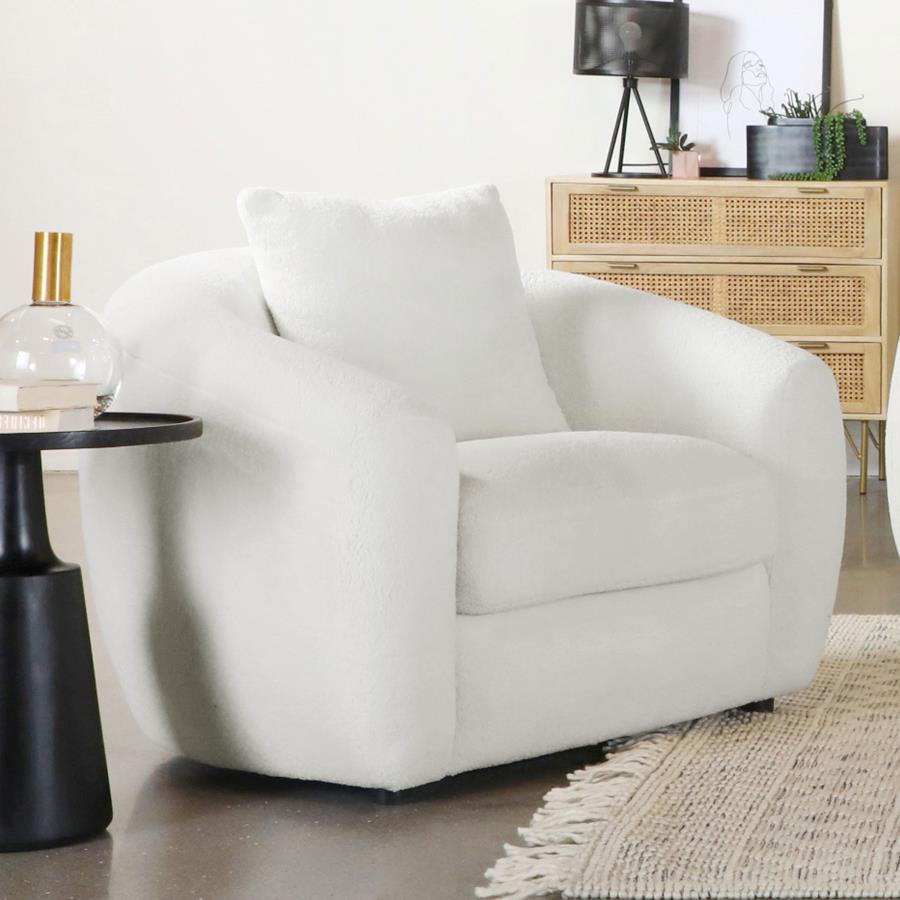 (image for) Isabella Faux Sheepskin Upholstered Accent Chair Natural