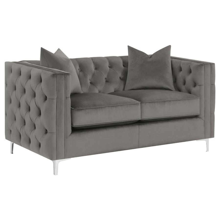 (image for) Phoebe Upholstered Tuxedo Arm Tufted Loveseat Urban Bronze