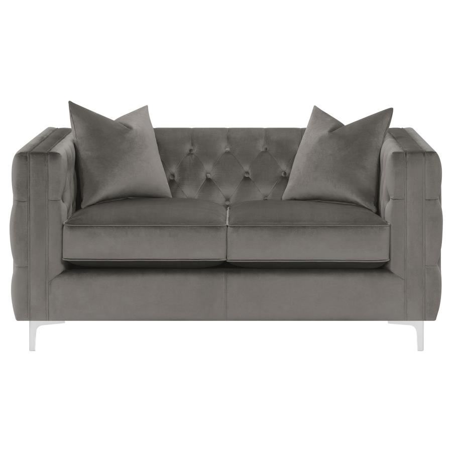 (image for) Phoebe Upholstered Tuxedo Arm Tufted Loveseat Urban Bronze