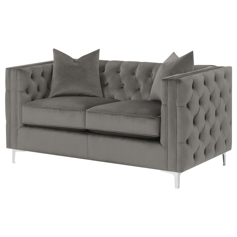 (image for) Phoebe Upholstered Tuxedo Arm Tufted Loveseat Urban Bronze