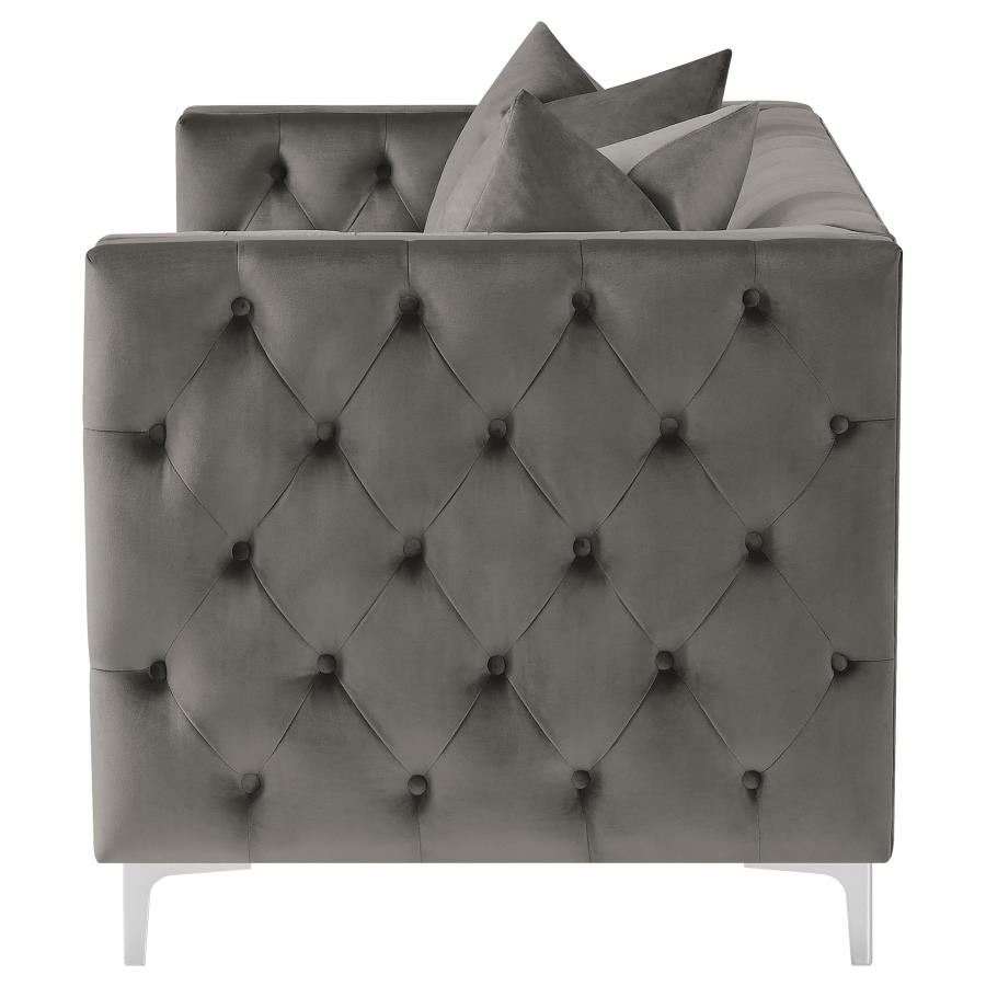 (image for) Phoebe Upholstered Tuxedo Arm Tufted Loveseat Urban Bronze