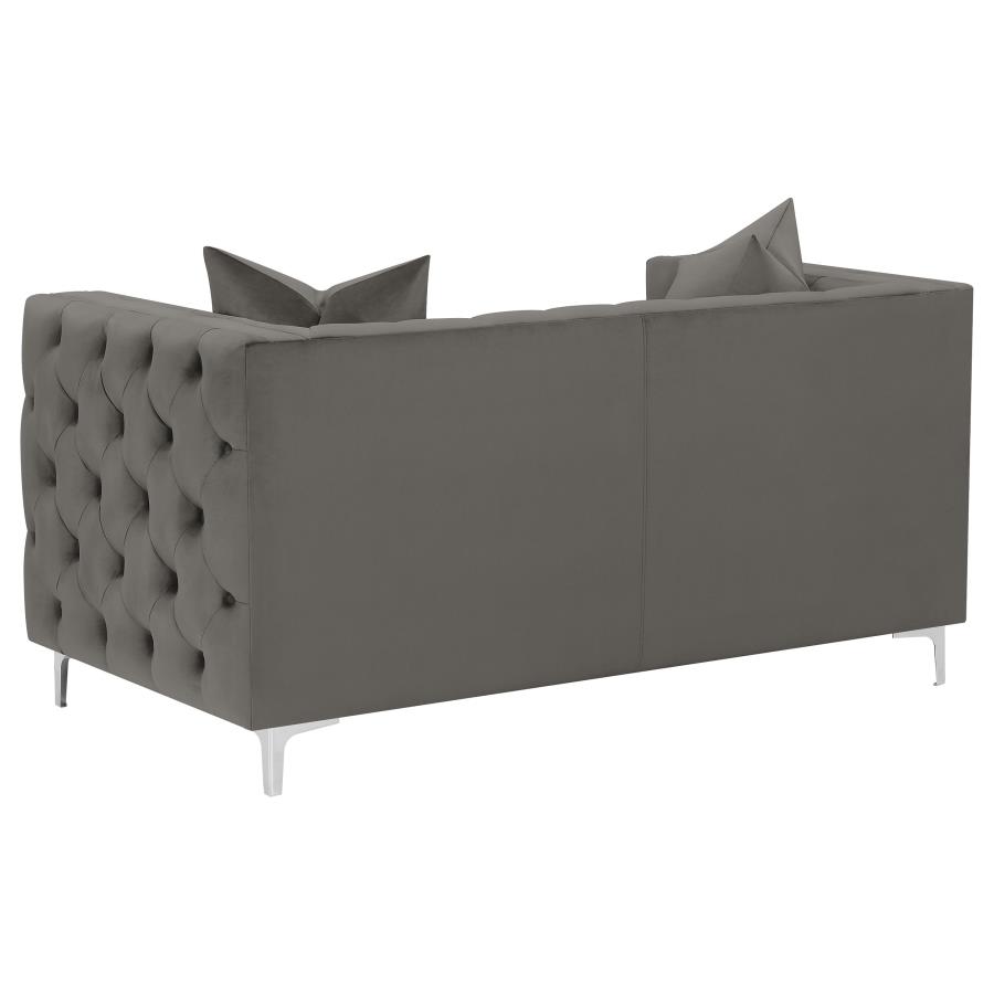 (image for) Phoebe Upholstered Tuxedo Arm Tufted Loveseat Urban Bronze