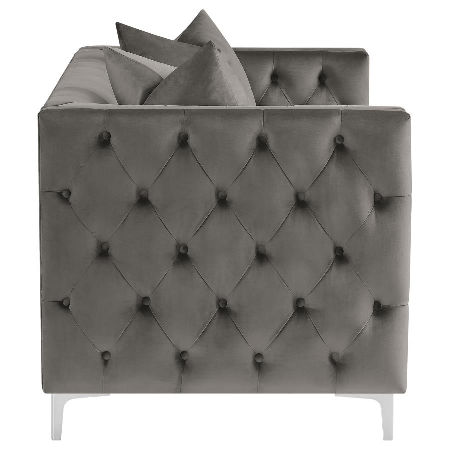 (image for) Phoebe Upholstered Tuxedo Arm Tufted Loveseat Urban Bronze