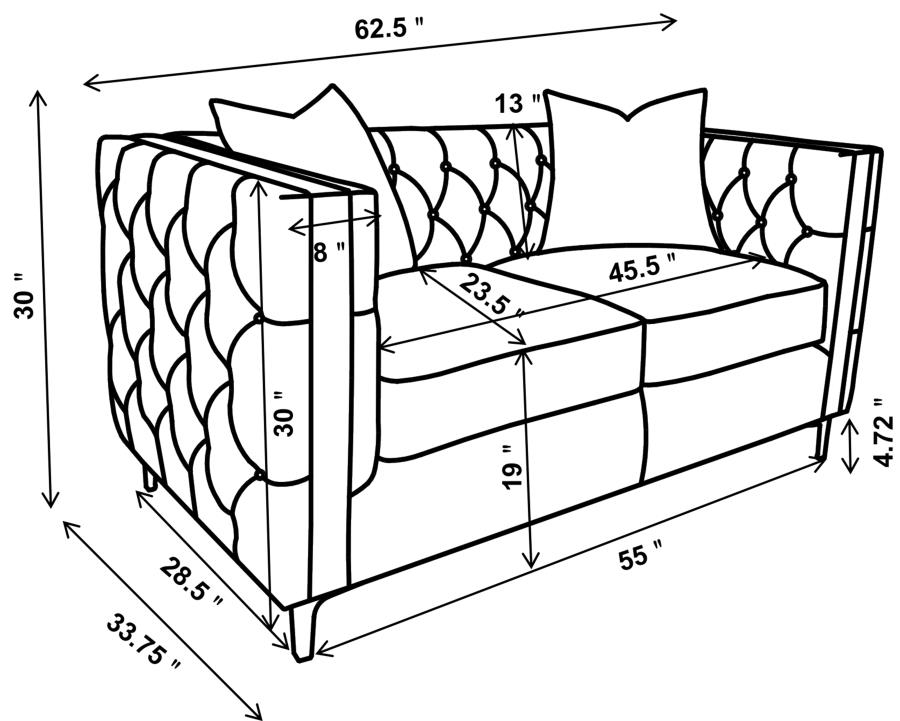 (image for) Phoebe Upholstered Tuxedo Arm Tufted Loveseat Urban Bronze