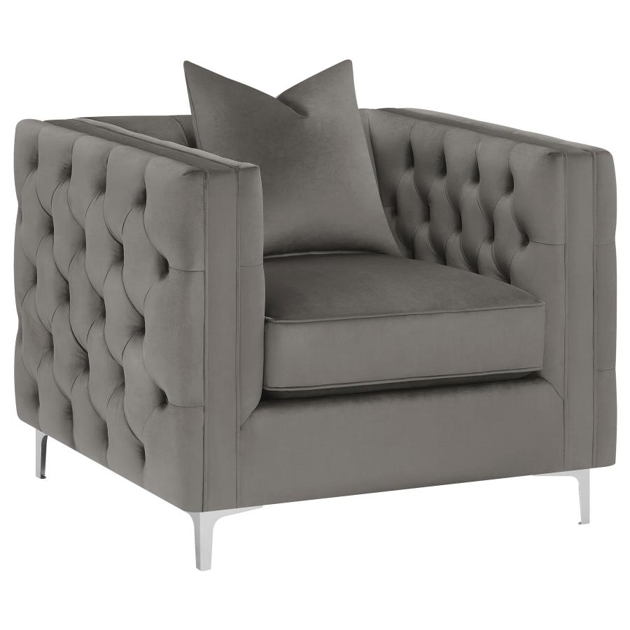 (image for) Phoebe Upholstered Tuxedo Arm Tufted Chair Urban Bronze