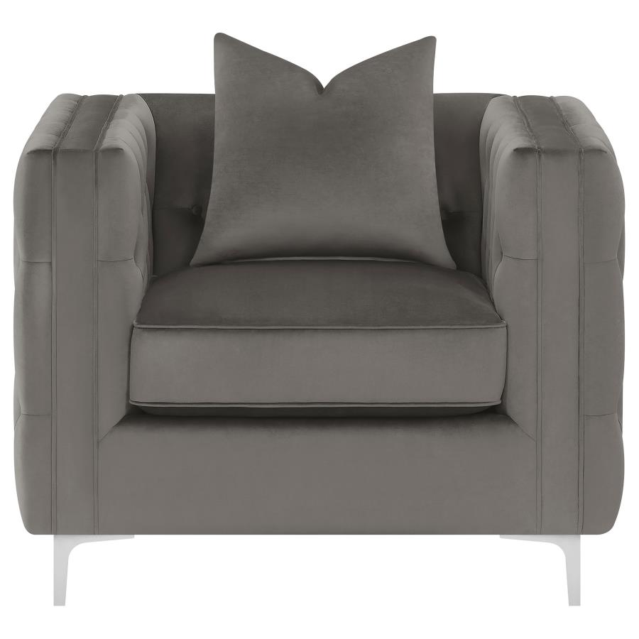 (image for) Phoebe Upholstered Tuxedo Arm Tufted Chair Urban Bronze