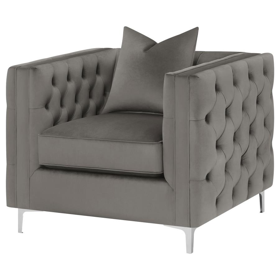 (image for) Phoebe Upholstered Tuxedo Arm Tufted Chair Urban Bronze