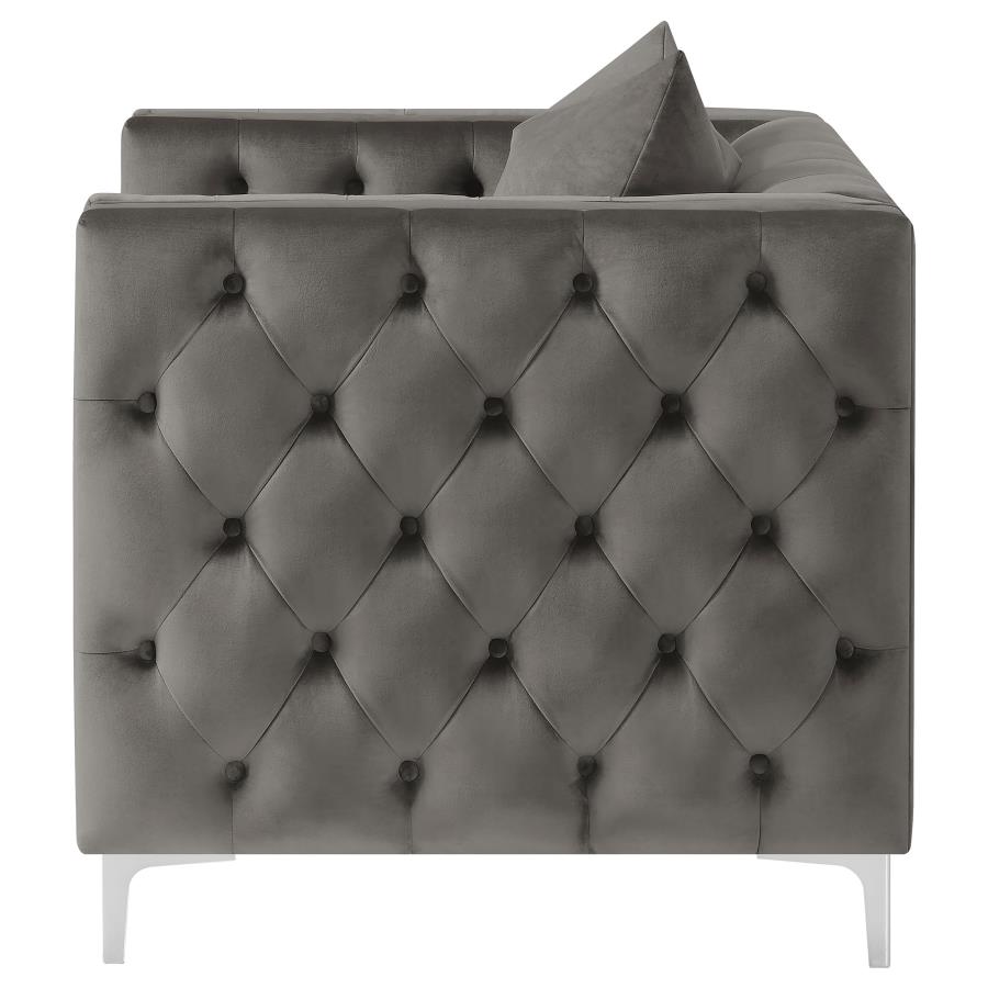 (image for) Phoebe Upholstered Tuxedo Arm Tufted Chair Urban Bronze