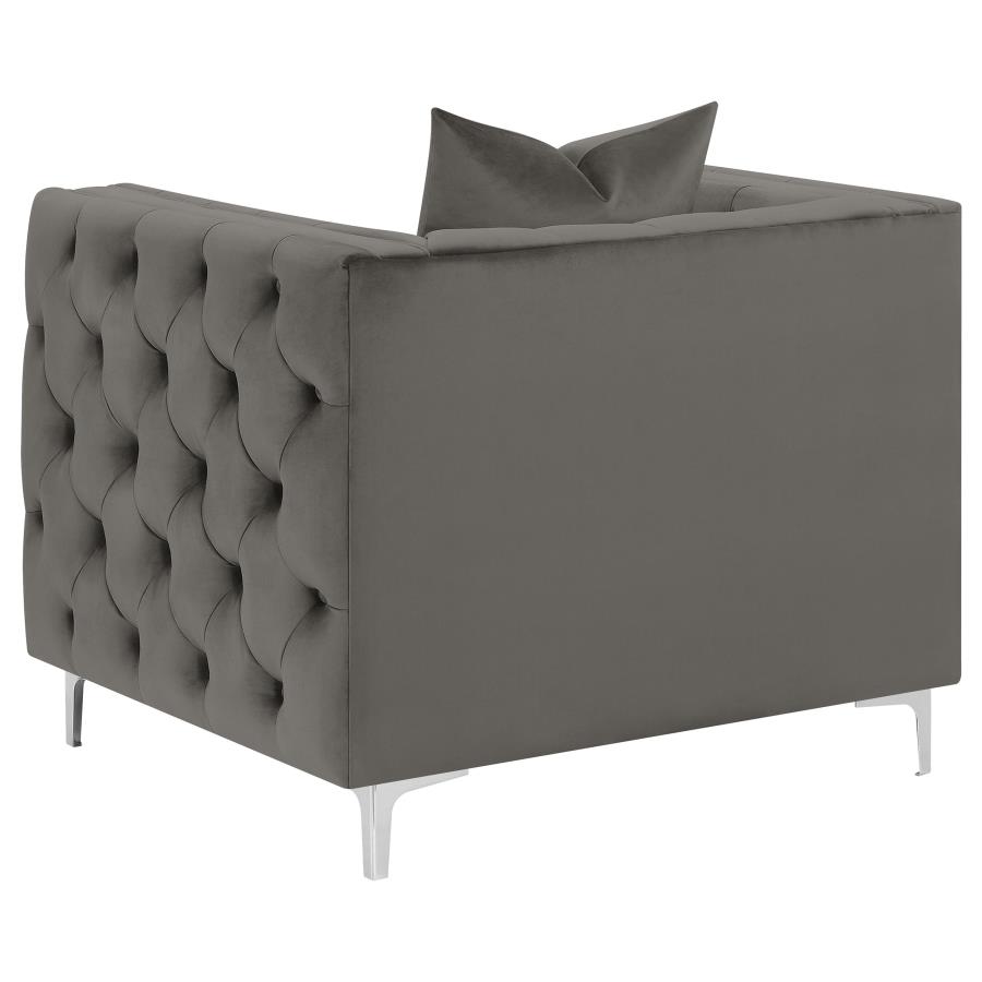 (image for) Phoebe Upholstered Tuxedo Arm Tufted Chair Urban Bronze