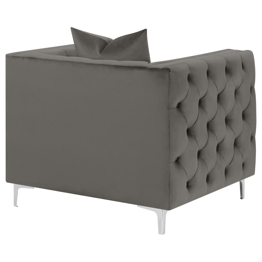 (image for) Phoebe Upholstered Tuxedo Arm Tufted Chair Urban Bronze