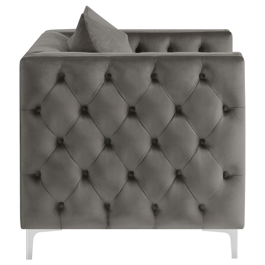 (image for) Phoebe Upholstered Tuxedo Arm Tufted Chair Urban Bronze