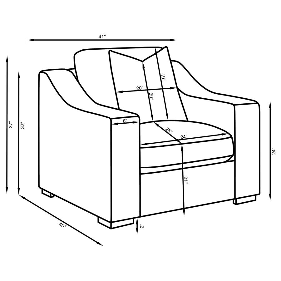 (image for) Ashlyn 3-piece Upholstered Sloped Arm Sofa Set White