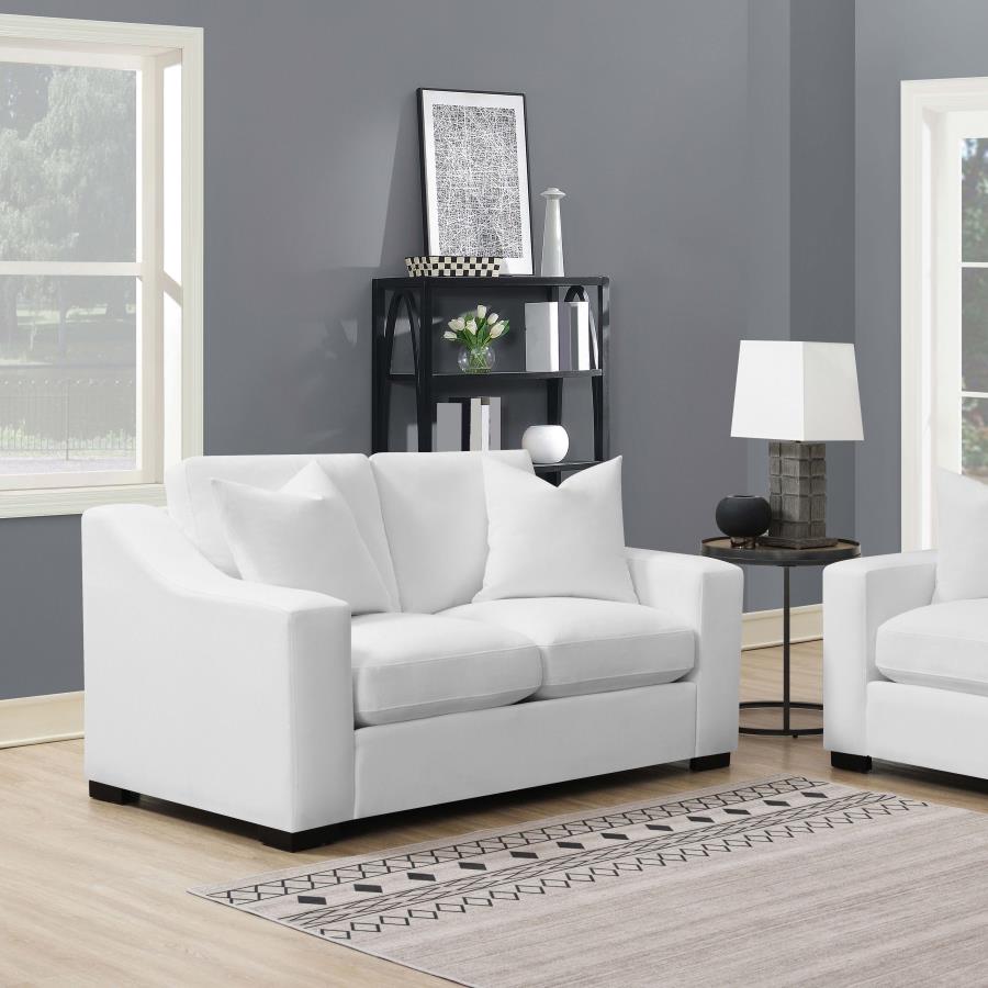 (image for) Ashlyn Upholstered Sloped Arm Loveseat White