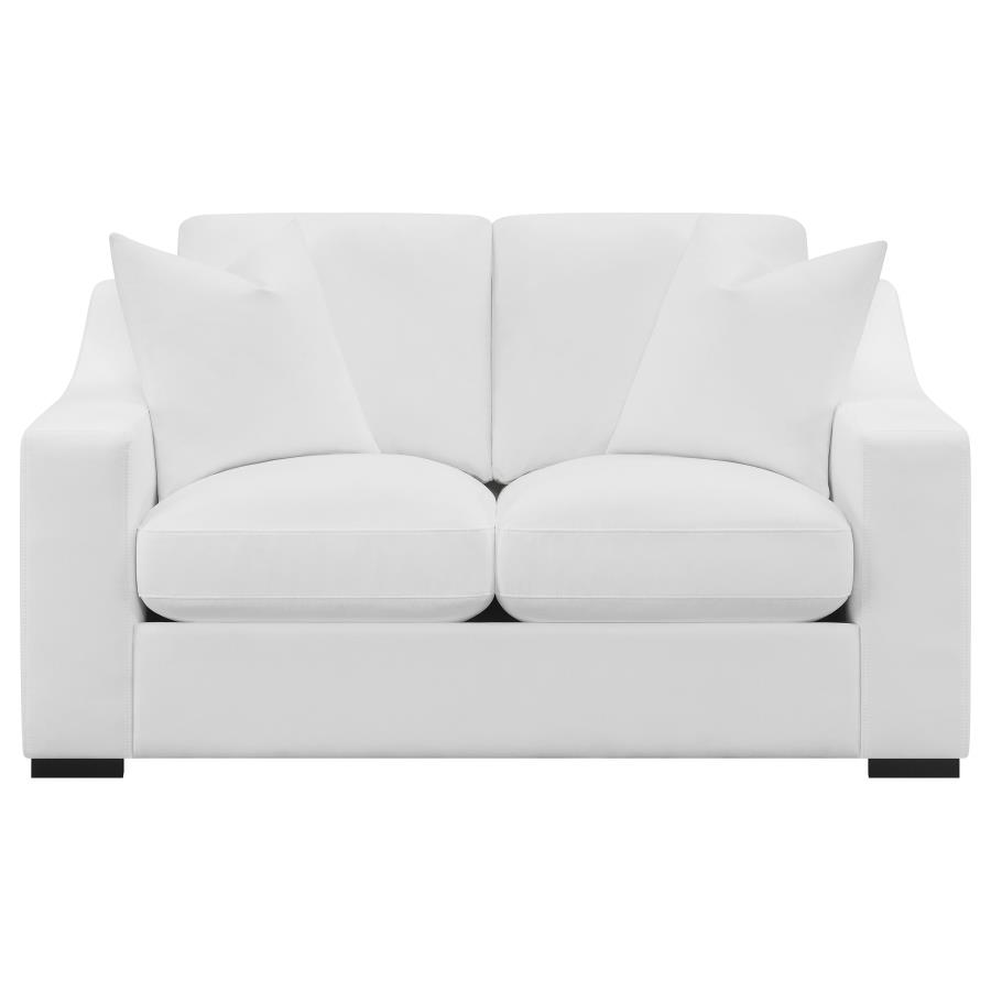 (image for) Ashlyn Upholstered Sloped Arm Loveseat White