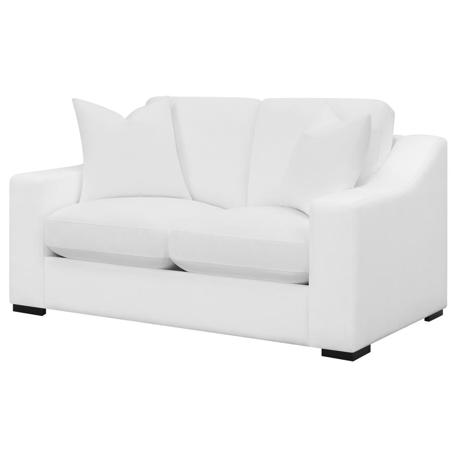 (image for) Ashlyn Upholstered Sloped Arm Loveseat White