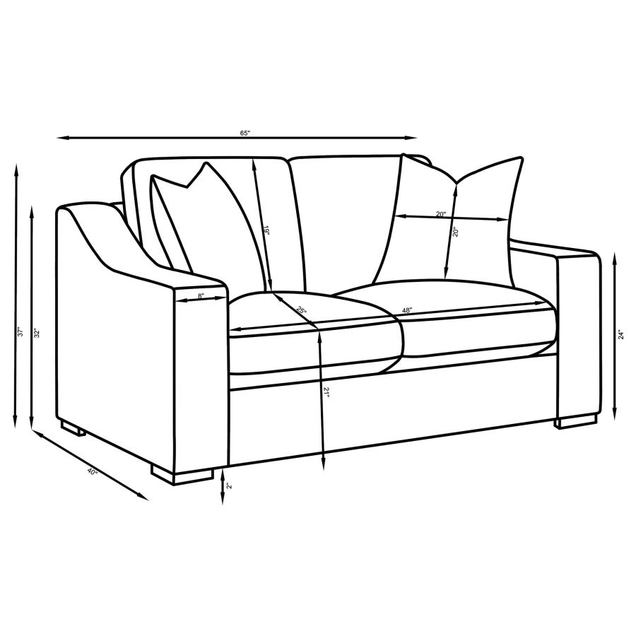 (image for) Ashlyn Upholstered Sloped Arm Loveseat White