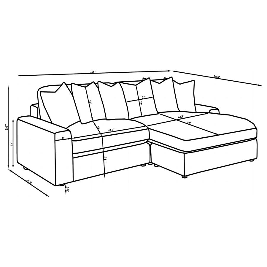 (image for) Blaine Upholstered Reversible Chaise Sectional Sofa Fog