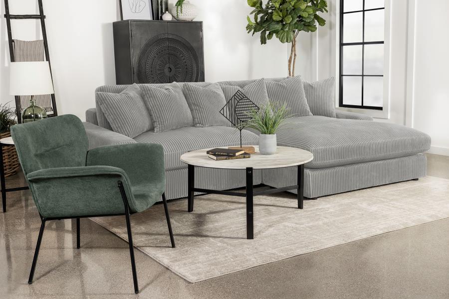 (image for) Blaine Upholstered Reversible Chaise Sectional Sofa Fog