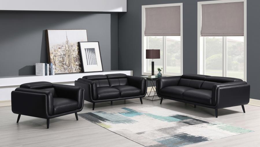 (image for) Shania 3-piece Upholstered Low Back Sofa Set Black