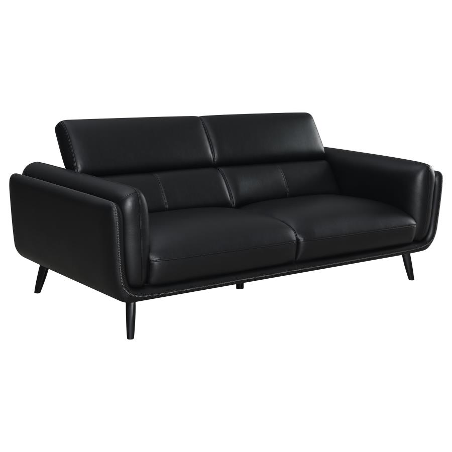 (image for) Shania 3-piece Upholstered Low Back Sofa Set Black