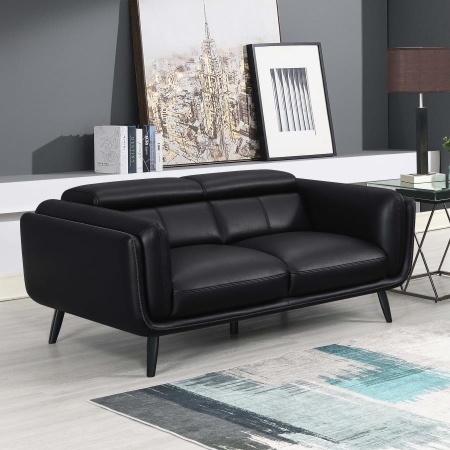 (image for) Shania Upholstered Low Back Loveseat Black