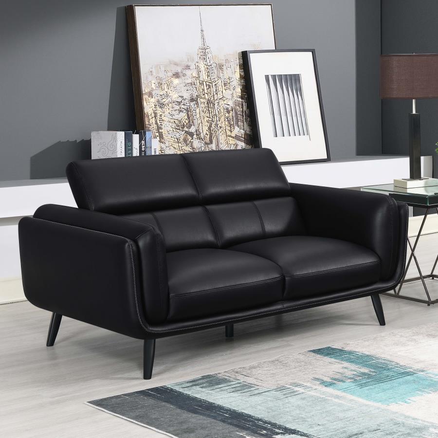 (image for) Shania Upholstered Low Back Loveseat Black