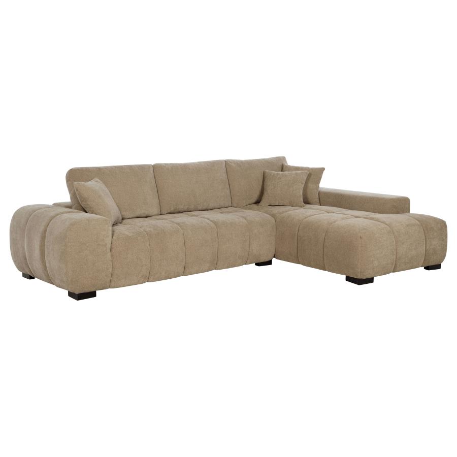 (image for) Octavia Upholstered Sectional Chaise Sofa Camel