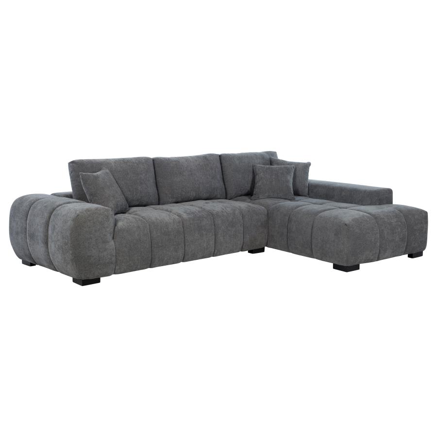 (image for) Octavia Upholstered Sectional Chaise Sofa Charcoal Grey