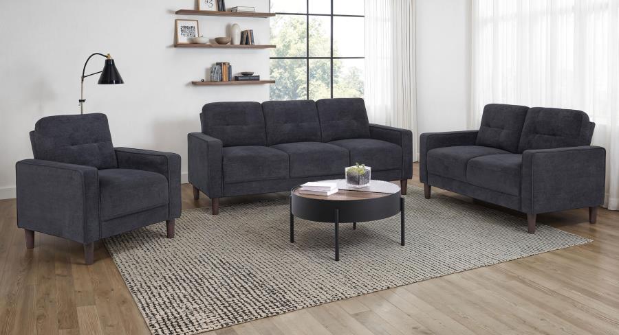 (image for) Bowen II 3-piece Upholstered Track Arm Sofa Set Steel Grey