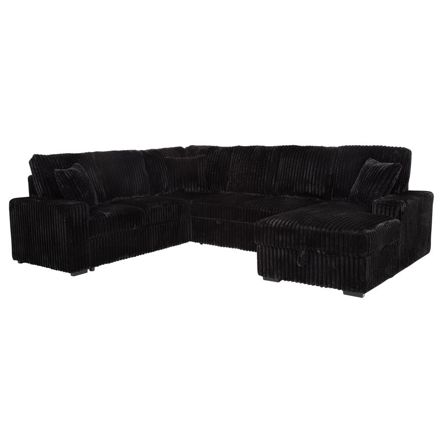 (image for) Devonshire Sleeper Sectional Sofa Storage Chaise Black