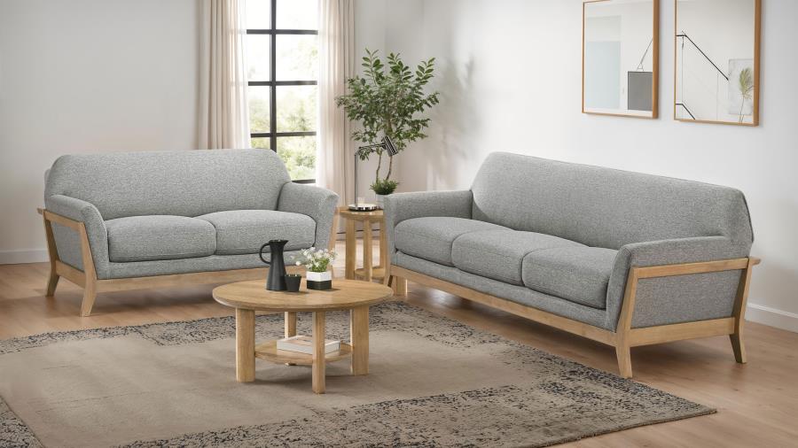 (image for) Vaughn 2-piece Fabric Upholstered Flared Arm Sofa Set Grey