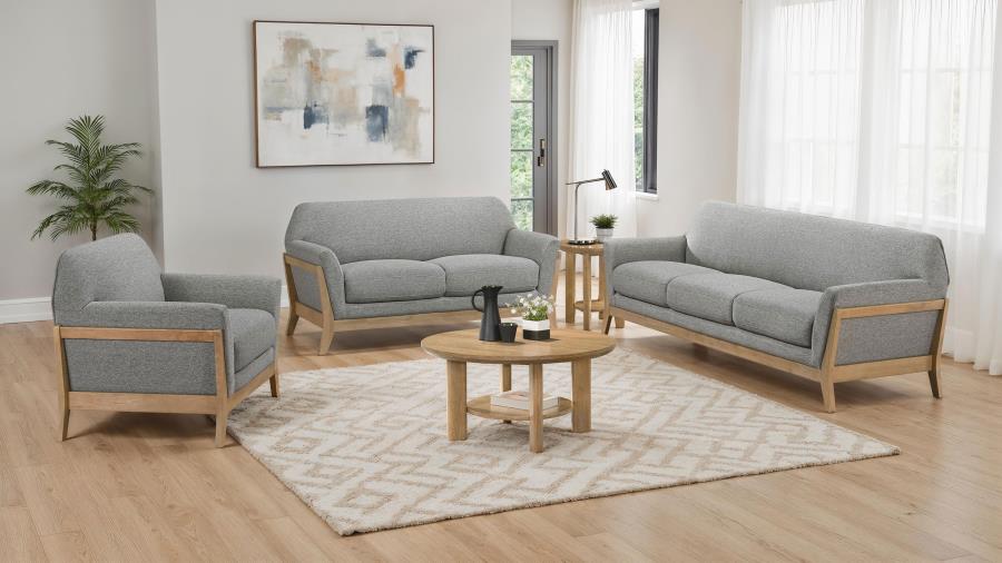 (image for) Vaughn 3-piece Fabric Upholstered Flared Arm Sofa Set Grey