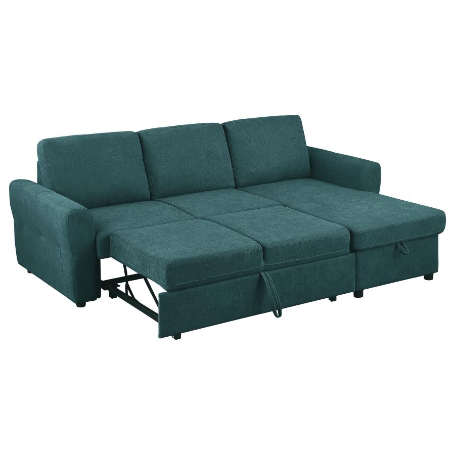 (image for) Samantha Upholstered Storage Sleeper Sectional Sofa Teal