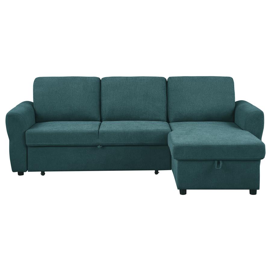 (image for) Samantha Upholstered Storage Sleeper Sectional Sofa Teal