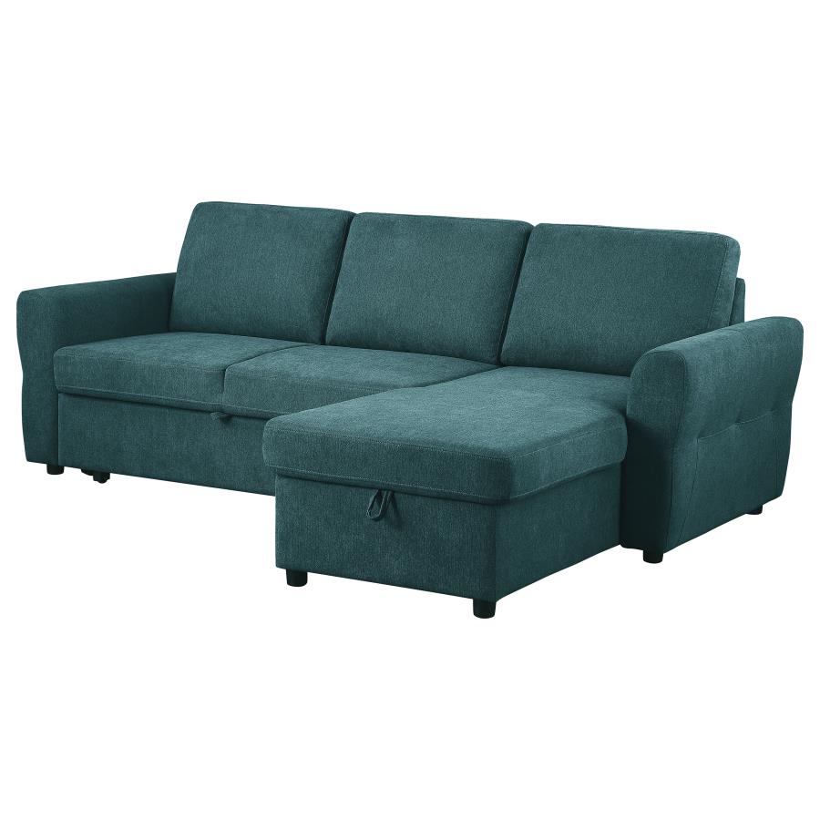 (image for) Samantha Upholstered Storage Sleeper Sectional Sofa Teal