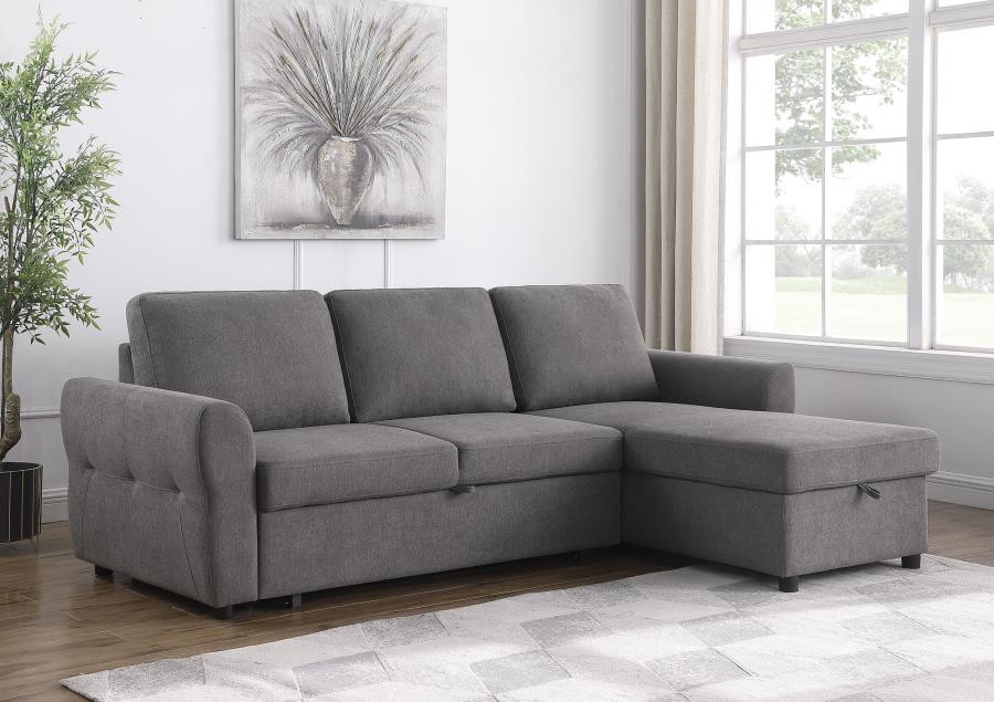 (image for) Samantha Upholstered Storage Sleeper Sectional Sofa Grey