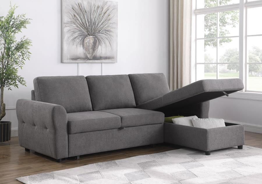 (image for) Samantha Upholstered Storage Sleeper Sectional Sofa Grey