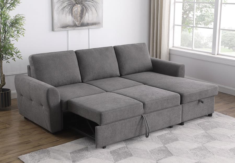 (image for) Samantha Upholstered Storage Sleeper Sectional Sofa Grey