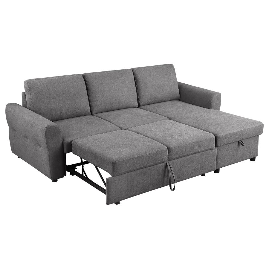 (image for) Samantha Upholstered Storage Sleeper Sectional Sofa Grey