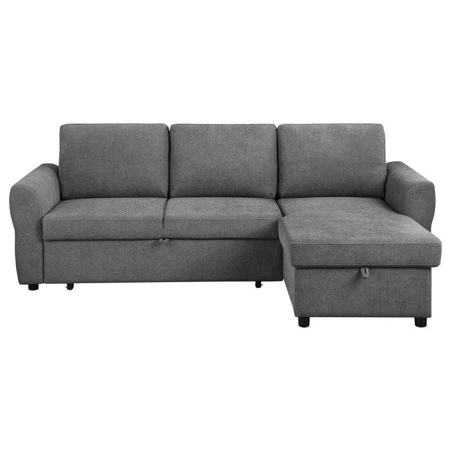 (image for) Samantha Upholstered Storage Sleeper Sectional Sofa Grey