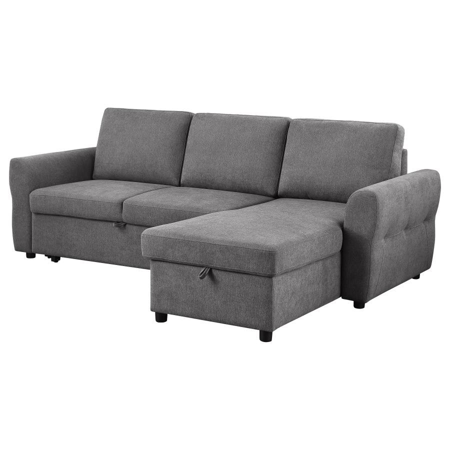 (image for) Samantha Upholstered Storage Sleeper Sectional Sofa Grey