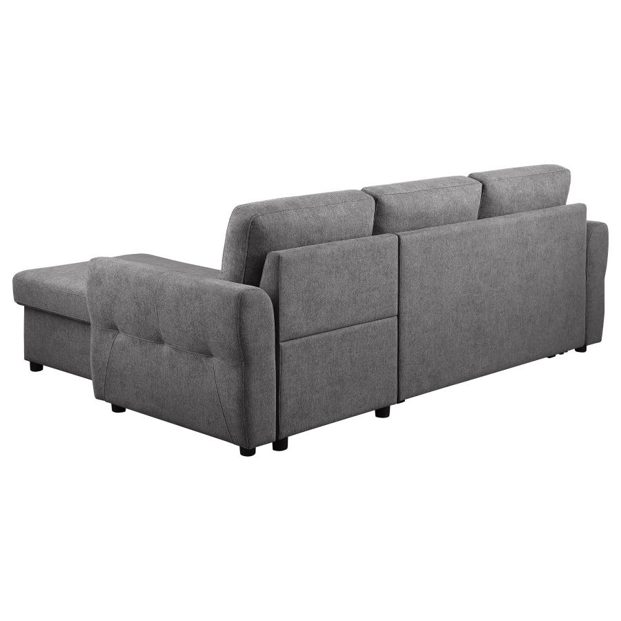 (image for) Samantha Upholstered Storage Sleeper Sectional Sofa Grey